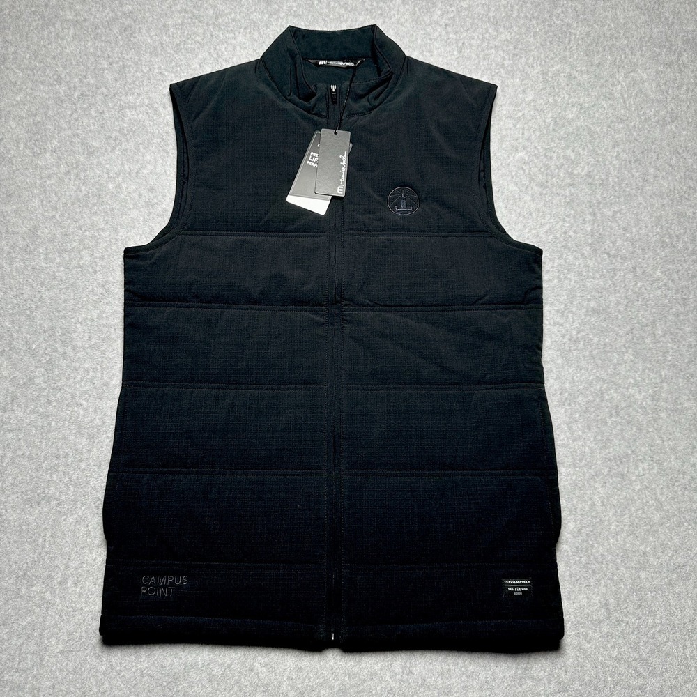 Travis Mathew Cold Bay Vest Black Full Zip Performance Campus Point Logo Men's M